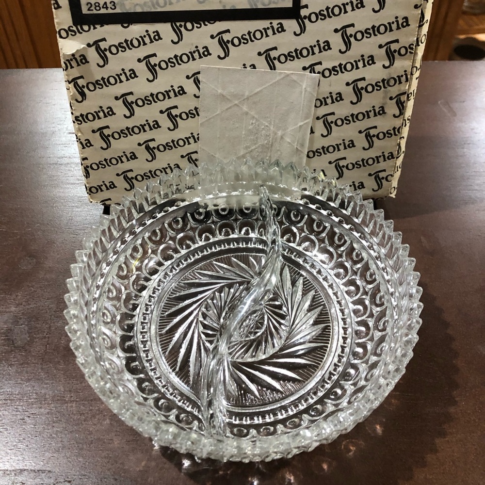FOSTORIA crystal condiment dish